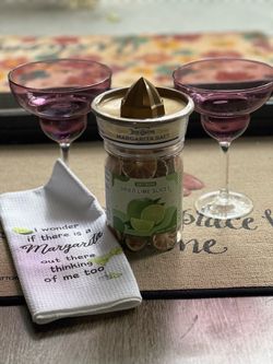 Margarita Glasses Dried Limes & Salt