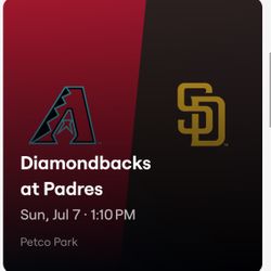 Padres vs Diamondbacks Sunday July 7th @ 1:10 - 2 TIX/ea