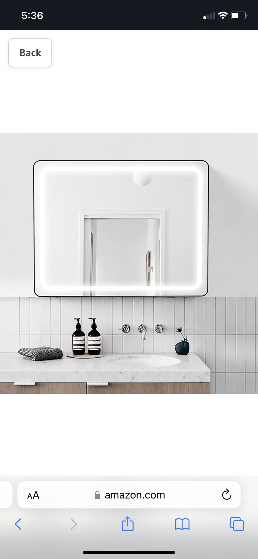 EMBATHER Bathroom Vanity Mirror with LED Lights 40x24, Adjustable 3 Colors LED Mirror for Bathroom, Wall Mounted Anti-Fog (Horizontal or Vertical) Bla