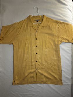 Tommy Bahama Men's 100% Silk Yellow Floral Short Sleeve Button-Up Shirt XXL