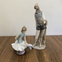 Lladro Porcelain Figures #1361 Julia Ballerina Girl & #305 Don Quixote Reading