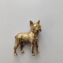 Trifari Gold Plated Dog Brooch Pin