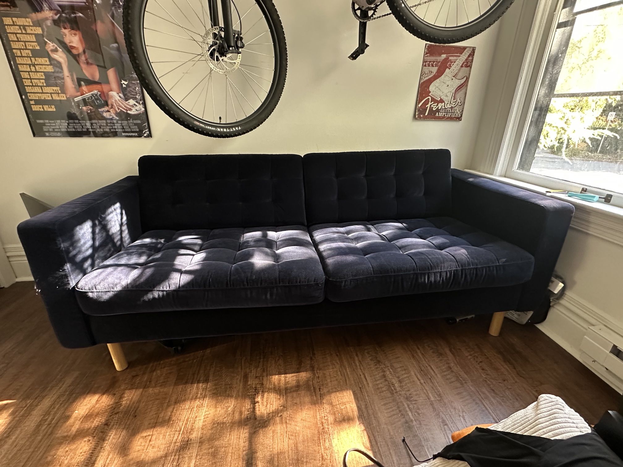 Dark Blue Velvet Couch - IKEA Morabo