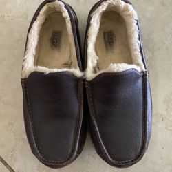 UGG Ascot Slippers Moccasins Loafers Shoes Brown Leather Men’s 9