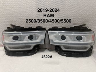 2019 To 2024 Dodge RAM 2500/3500/4500/5500 Switchback Sequential LED Turn Signal Projector Headlights (White Housing/Clear Lens)