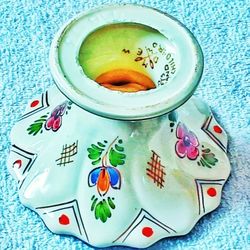 Delft Holland large art pottery ceramic floral candlestick signed