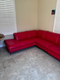 Red leather sofa