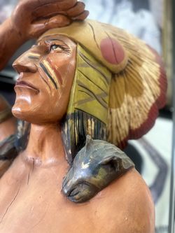 Native American Wood Art Statue Hand Crafted