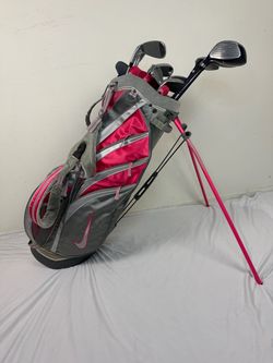 Nike Pink Silver Stand Bag / Nitro Power Shot Ladies Golf Clubs Set 12 piece RH