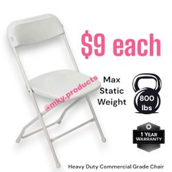 Brand New White Folding Chairs Commercial Grade Heavy Duty 800 lbs maximum weight capacity