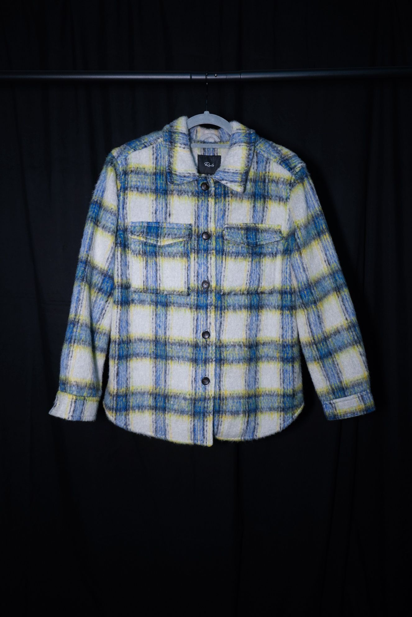 RAILS Turner Heavy Shirt Jacket Plaid Jacket Cobalt Lime Smoke Size Medium