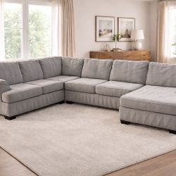 Large Gray L-Shaped Sectional Sofa with Chaise Lounge – Ashley Furniture Couch, 3 Piece Sectional