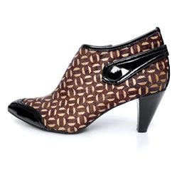 Franco Sarto Booties Leather Fur Ankle Boots Black Brown