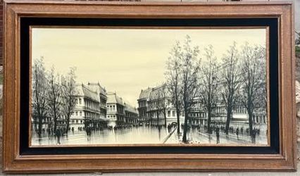 Large Framed M.H. Kuhnert “Paris” Artwork w/ Certificate (34” x 58”)