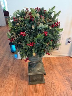 Holiday Evergreen Arrangement in Decorative Urn