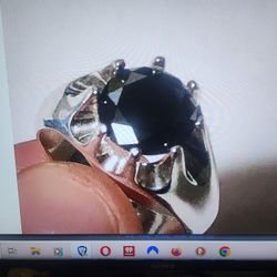 MENS Genuine Black Natural Diamond Solitaire .925 Sterling SILVER RING...Size 10