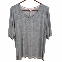 Roudelain Dolman Top Womens XL Short Sleeve Heather Gray Criss Cross V Neck