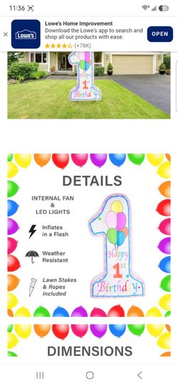 Fraser Hill Farm 95 inch H Lighted Birthday Inflatable