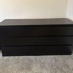 IKEA, Malm, Black, 6-Drawer Dresser