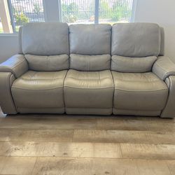 Simon brand  all leather Beige w/stitching living room set