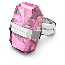 Swarovski Lucent ring Magnetic closure, Pink, Rhodium plated