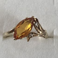 10kt Anillo De Oro Sólido Con Piedra CZ Size 7.5