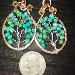 Turquoise Tree Of Life Earrings 