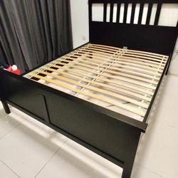 Ikea Hemnes Queen Black Bed Frame With Slats 