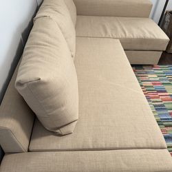 Beige Sleeper Sofa w/ Storage – Queen Bed