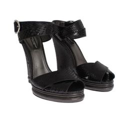 DOLCE & GABBANA Black Python Snakeskin Platform Wedges 