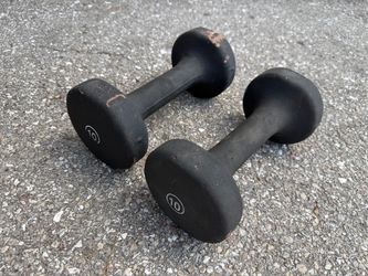 $12 for both! Two 10ln Neoprene Workout Exercise Dumbbell Hand Weights!