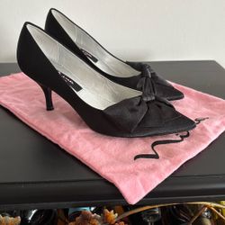 Black Satin Nina Pumps