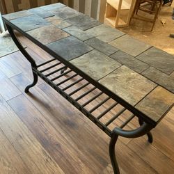 Slate RusticTitle Top with iron metal base Console Table for Entryway , Entry way ,  Hallway, Foyer, Hall . End Table , Buffet , Bar , Pub , Accent 