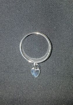 Sterling silver dangle heart band ring
