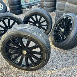 RIMS 285/45R22...6 LUGS FIT CHEVY SILVERADO YUKON TAHOE SUBURBAN NISSAN TITAN DENALLI NISSAN ARMADA 