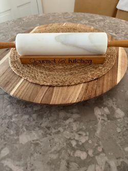 Gourmet Kitchen Marble Rolling Pin with Stand