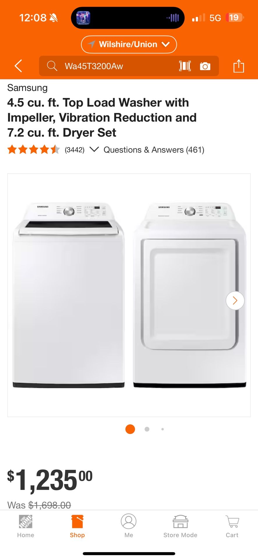 Top load washer And Dryer Set