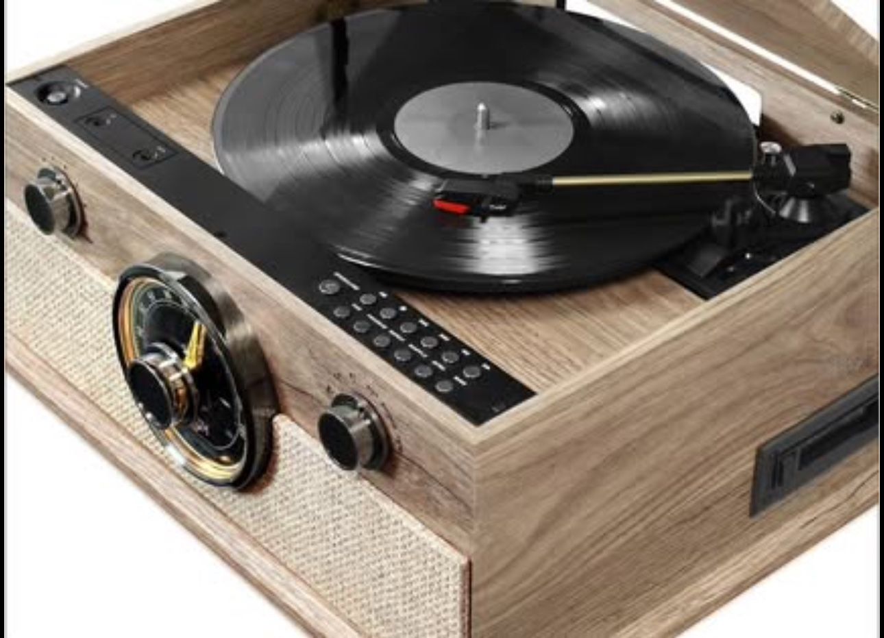 Victrola 6-in-1 Brookline Bluetooth Record Player with 3-Speed Turntable, CD, Cassette Player and FM