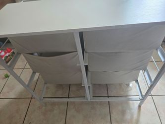 White Desk with Fabric Storage Drawers