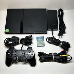 Sony PlayStation 2 PS2 Slim Black Console, TESTED & WORKING! SCPH-77001