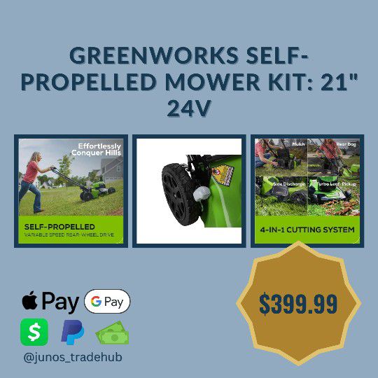 Greenworks Self-Propelled Mower Kit: 21" 24V