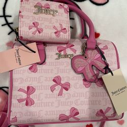 Juicy Couture Simply Sweet Pink Bow Satchel And Zip Wallet