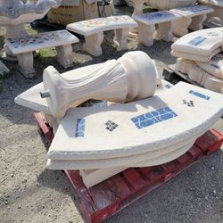 Concrete Mosaic Picnic Table with 3 Benches/ Outdoor Patio Furniture / Patio Set