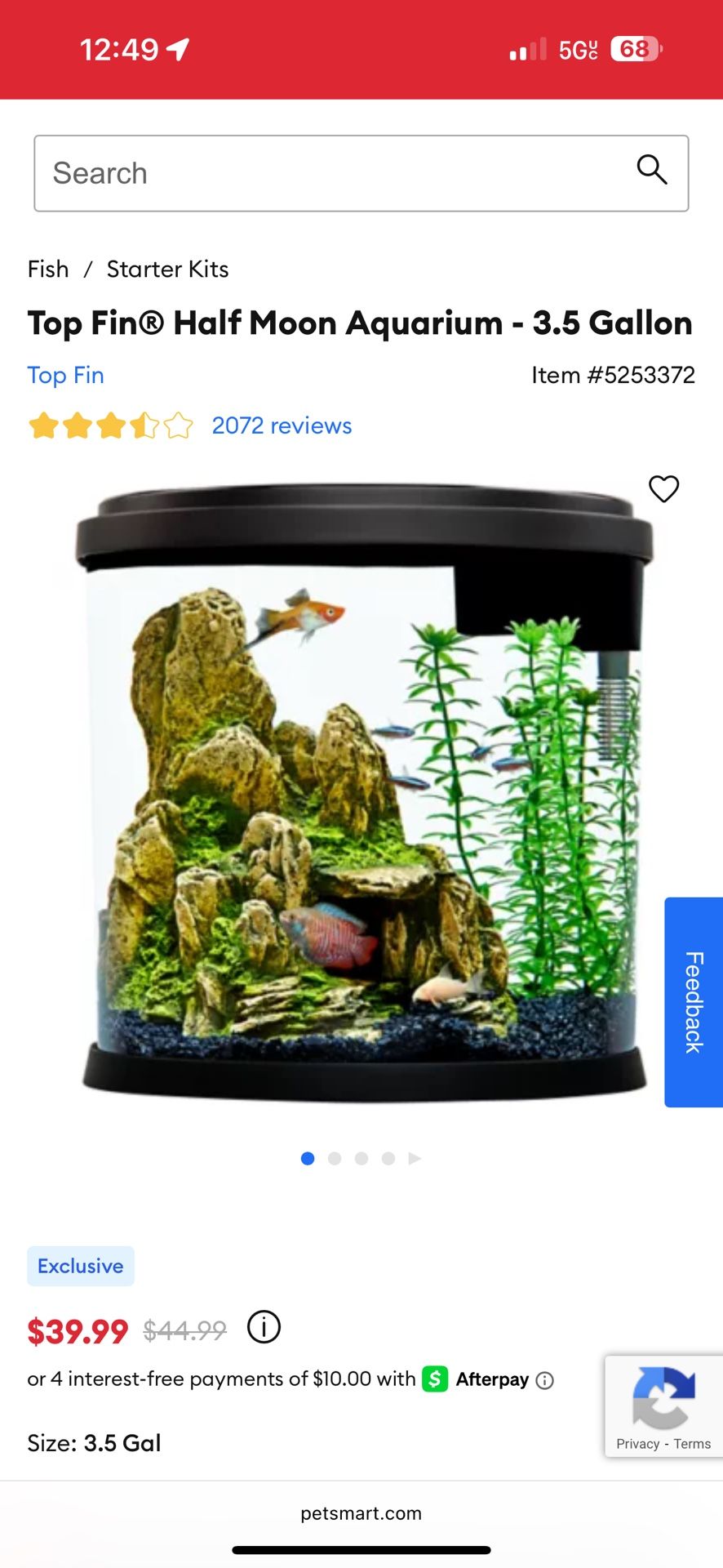 3.5 gallon fish tank 