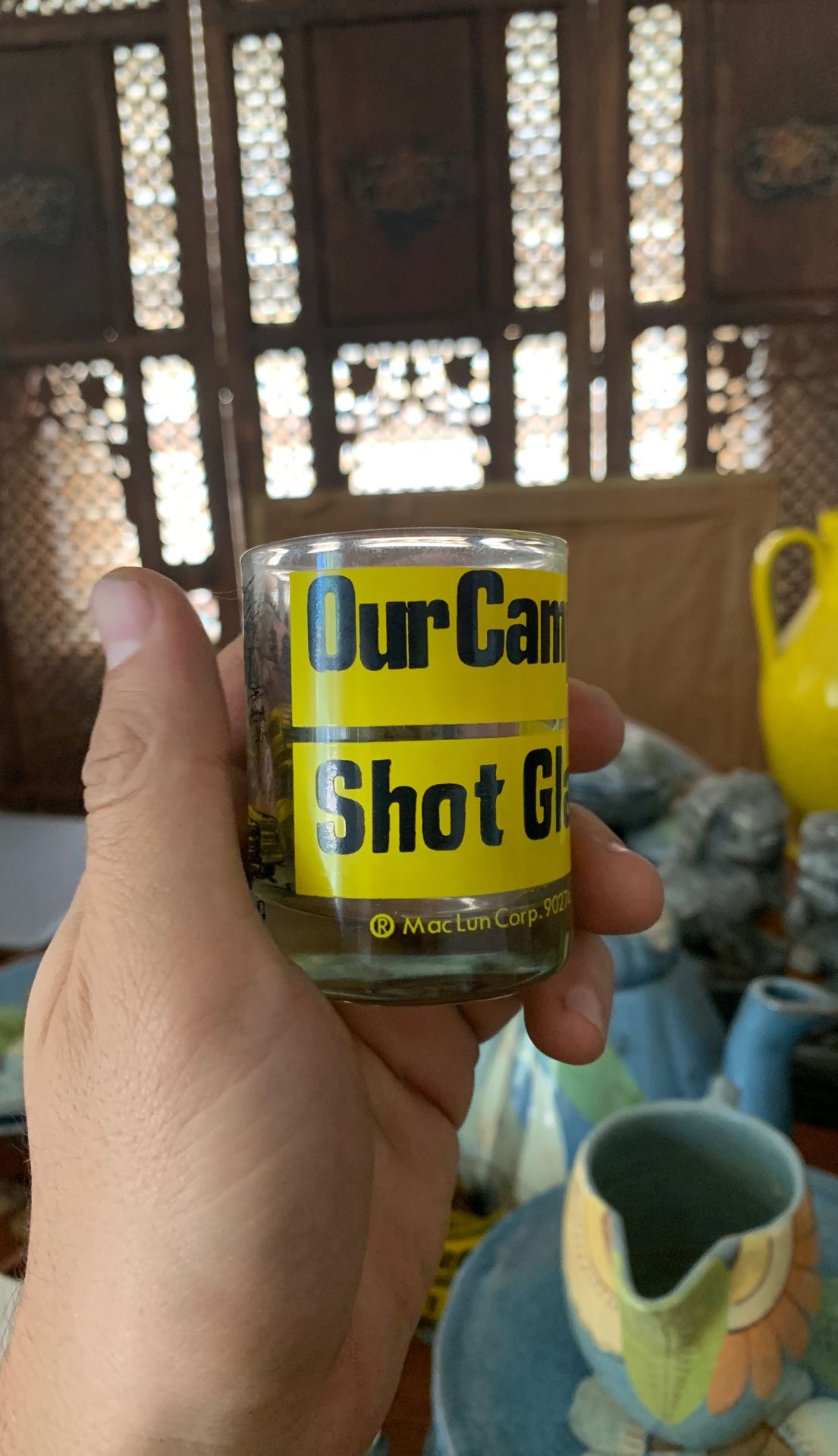 Vintage Mac alum Corp Shot Glass