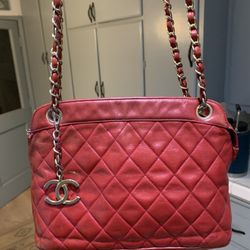 Vintage Chanel Quilted CC Charm Tote Bag 