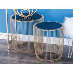 Set of 2 Gold Round Side End Table