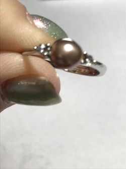 Pearl silver adjustable ring