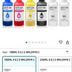 DTF Ink 100ml, 6 PK