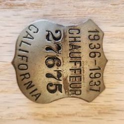 Antique California Chauffeur Badge